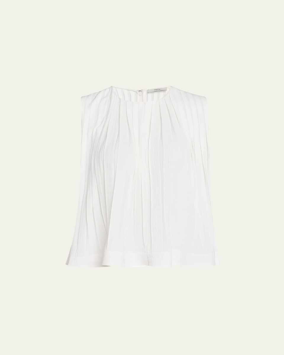 Sleeveless Pleated A-Line Top